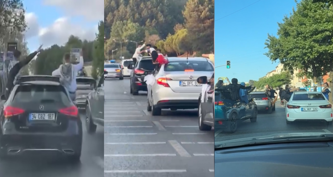 dugun konvoyunda akilalmaz anlar slalom yapip sarktilar Fck4FuBW